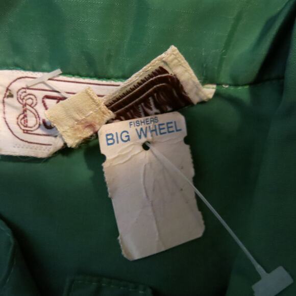 VINTAGE 1970's Steven Barry Jumpsuit Size M Elastic Waist Pockets Nylon Green - Picture 14 of 14